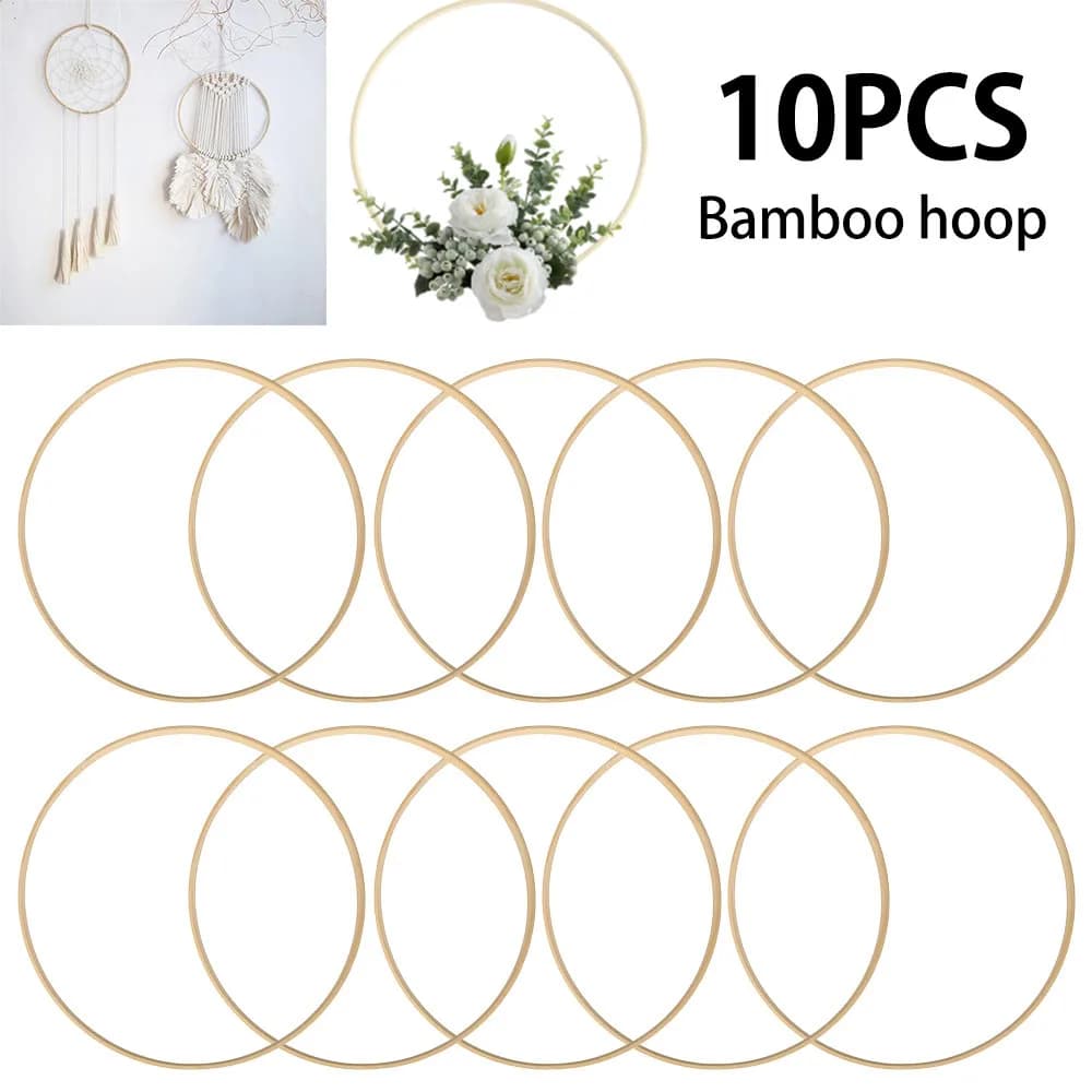 Wooden Bamboo Floral Circle Hoop Macrame Hoop Wood Rings for Wedding Party Home DIY Flower Wreath Dream Catcher Frame Decor