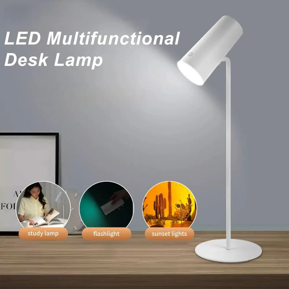 Lampada da Tavolo con Protezione per gli Occhi Effetto Tramonto, Luce da Lettura USB Dimmerabile a Tocco per Studio, Torcia, Decorazione per Camera da Letto, Lampada da Scrivania per Foto