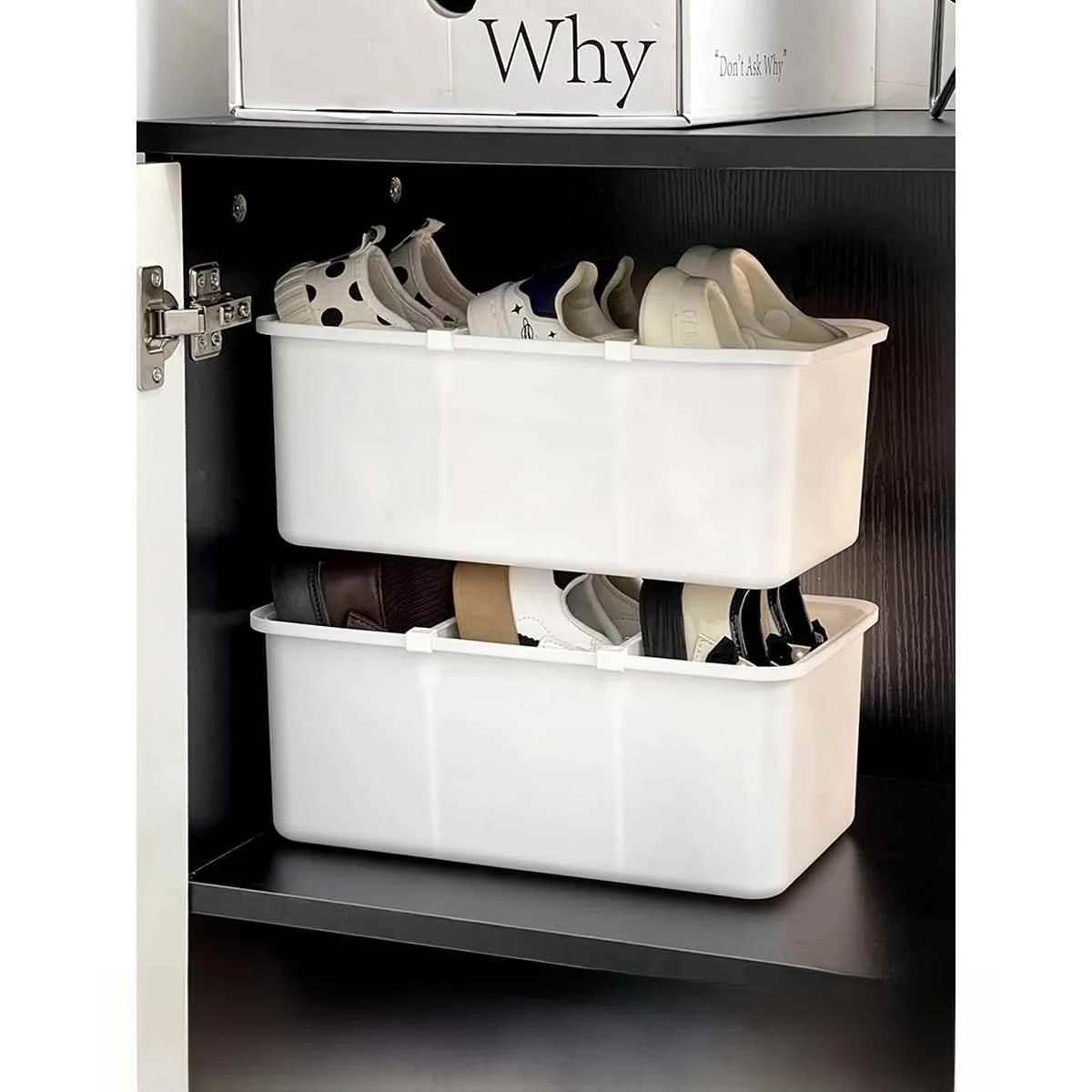 Vertical Expandable Shoes Box for Home Use, Organizer for Slippers and Shoes, Plastic Container with Parts, Universal Simple Style