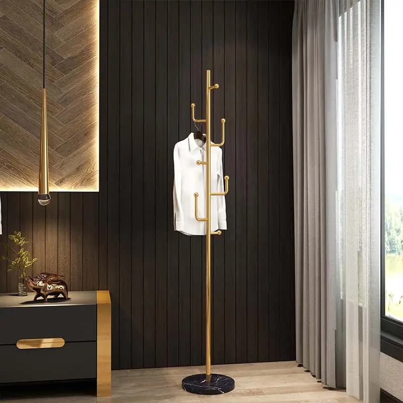 Nordic luxury floor hanger for interior, room coat rack with hooks, durable metal hat holder, home entrance furniture and hotel
