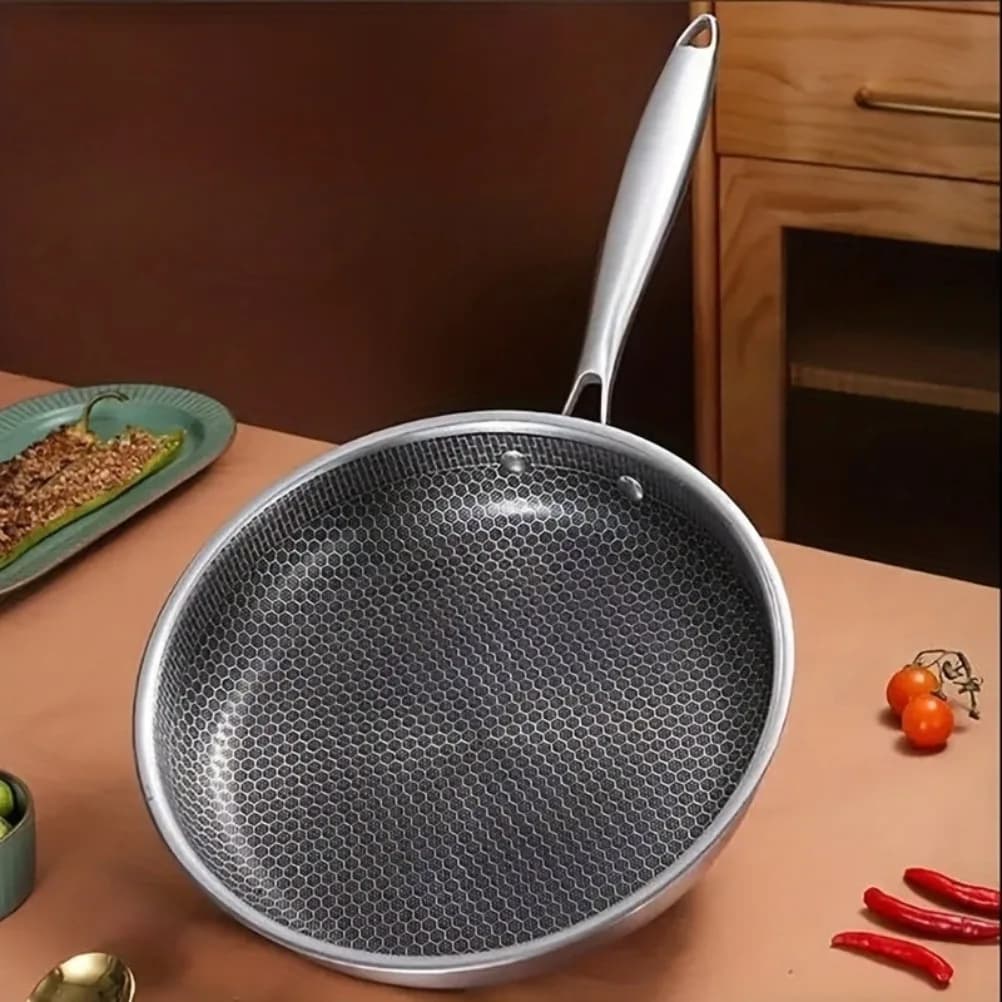 Non-stick pan Stainless steel pan Kitchen Wok pans easy to clean suitable for gas stoves and induction stoves