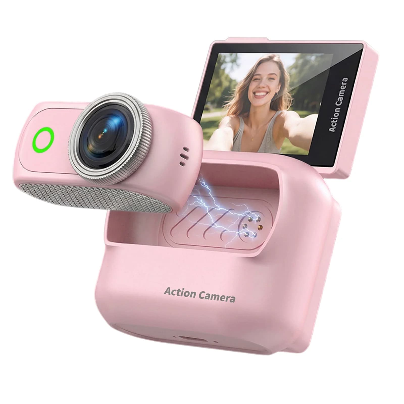 Compact Panoramic Action Camera Anti-Shake Portable Outdoor Travel Camera With Magnetic Neck Strap for Outdoor Travel & Cycling