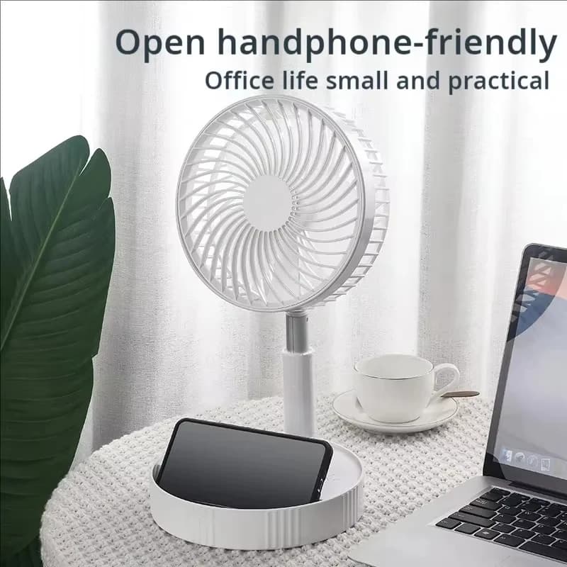 Ventilatore da scrivania telescopico pieghevole mini portatile con ricarica USB, silenzioso, per dormitorio, aula, interni ed esterni