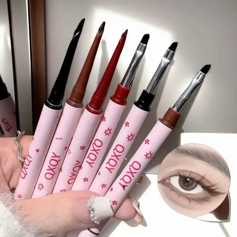 Penna per eyeliner a doppia testa 2 in 1 Matita gel per eyeliner con baco da seta naturale opaco duraturo Strumenti cosmetici per trucco occhi marrone nero