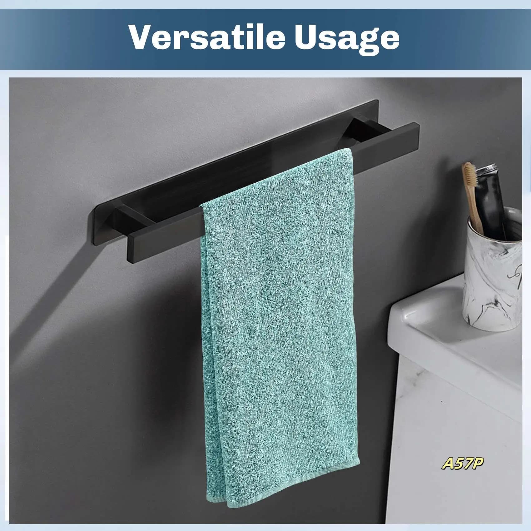 Supporto adesivo Porta asciugamani Mensola Porta asciugamani da parete in acciaio inossidabile nero Lavabo Cucina Bagno Porta asciugamani Porta bar