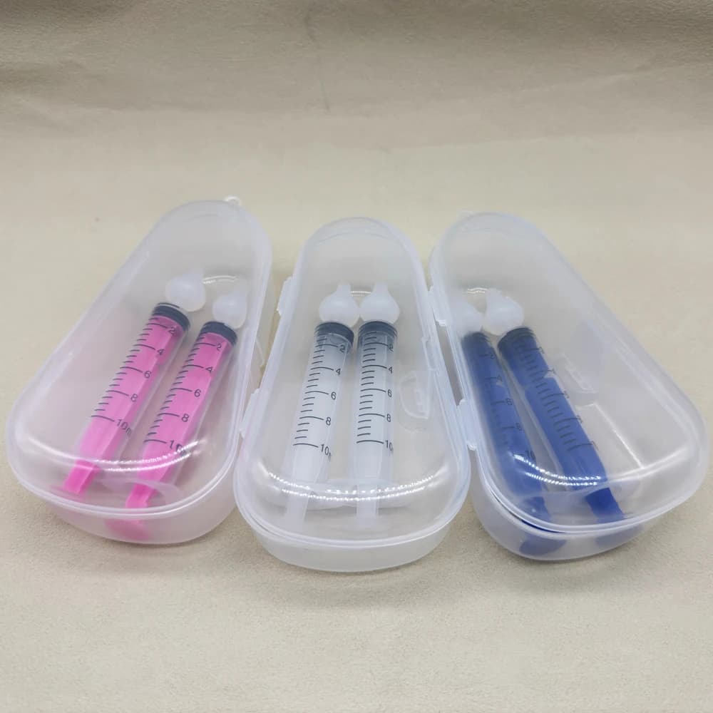 2/6/7 pezzi Siringa nasale per neonati da 10 ml, irrigatore di sicurezza con aspirazione, riutilizzabile, in silicone, per la pulizia del naso del bambino