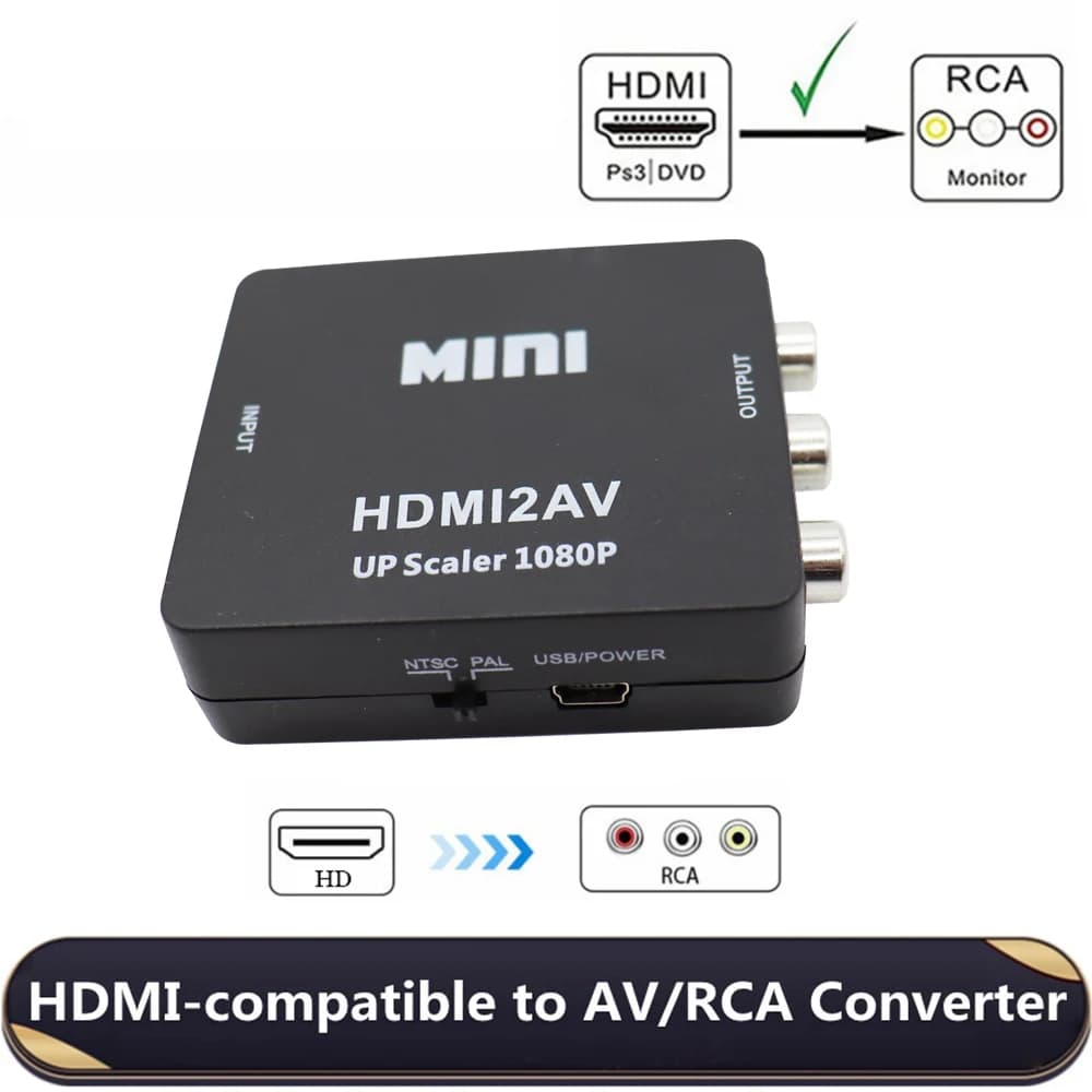 HDMI compatible HDMI2AV video composite AV converter adapter to RCA AV/CVBS for VHS VCR DVD TV