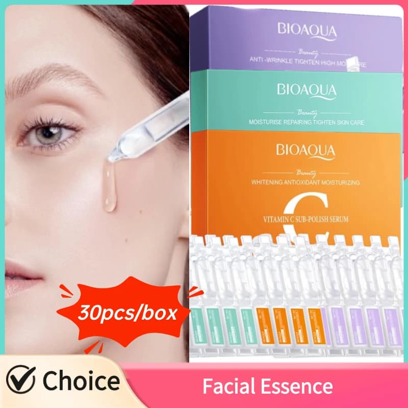 30 pcs/box BIOAOUA Retinol Vitamin C Hyaluronic Acid Serum for Hydrating Face Hydrating Satin Essence Face Skin Care