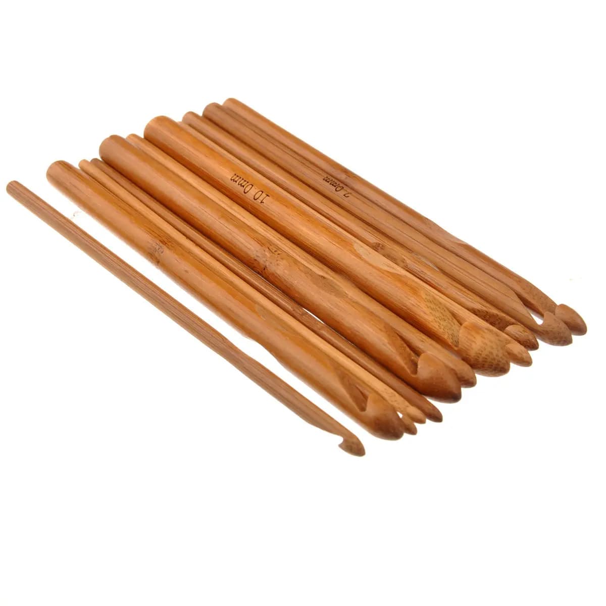 12Pcs Professional Bamboo Crochet Hooks Set Material 3.0mm to 10.0mm 12 Size Knitting Needles for Crocheting Comfort