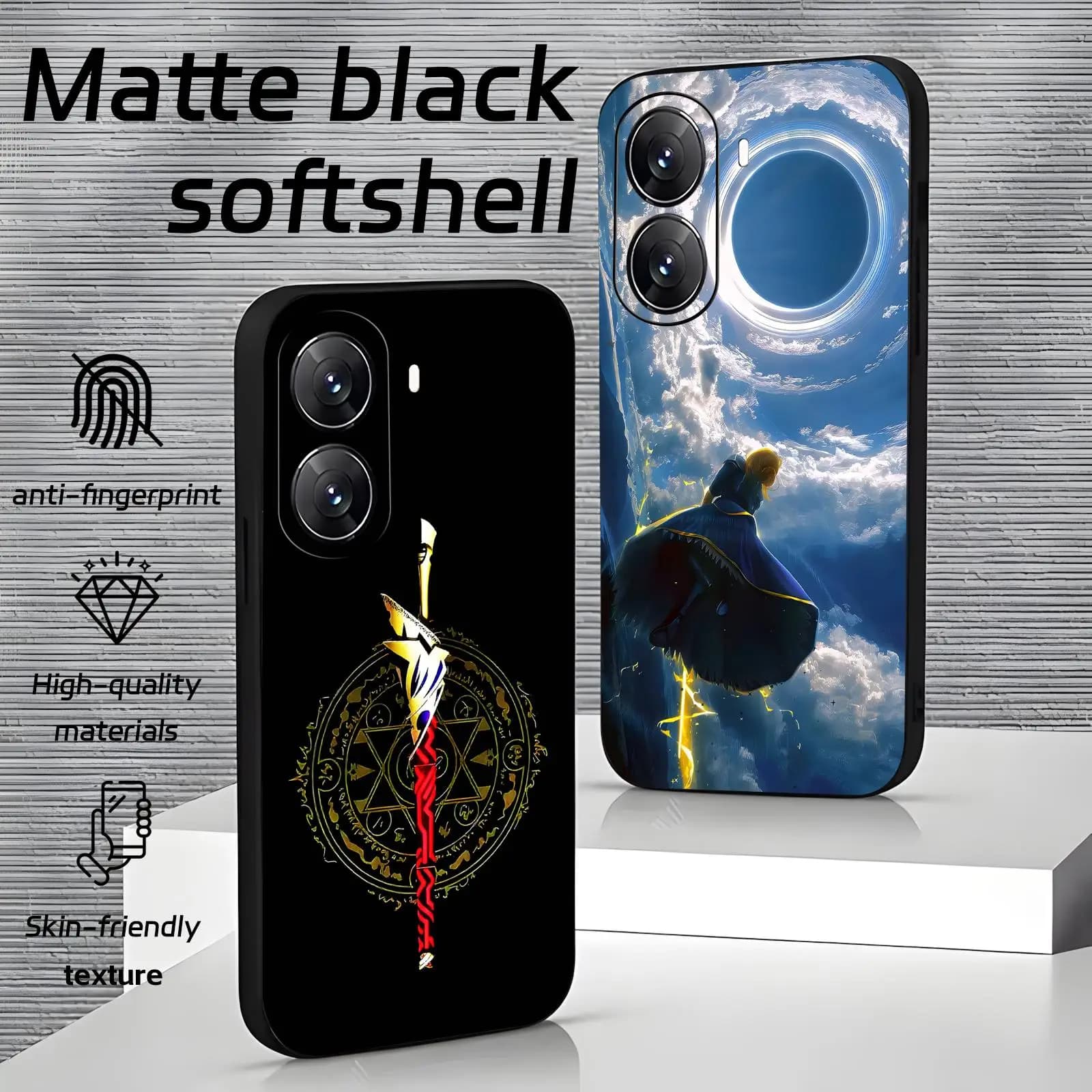Phone Case For Xiaomi POCO M7 M6 M5 X8 X7 X6 F8 F7 F6 Pro 5G Soft black Shockproof Cover Anime Fate Saber