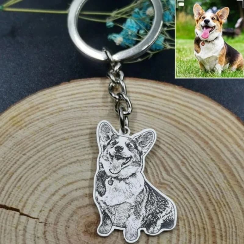 Portachiavi con foto personalizzata per animali domestici personalizzato in acciaio inossidabile con incisione al laser, collana per cani e gatti, regalo commemorativo con etichetta appesa