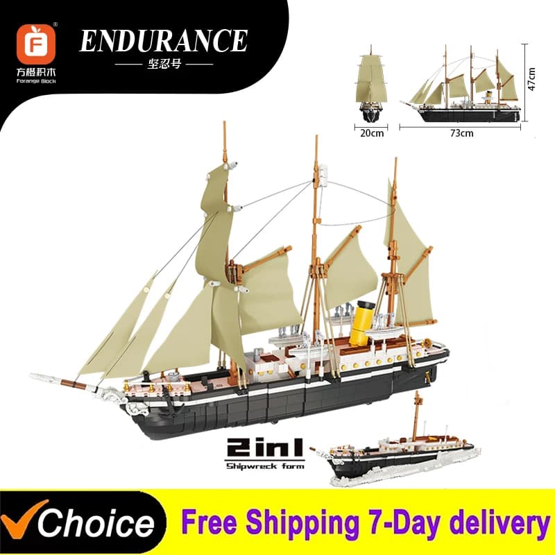 FC6014 2215 Pezzi The Endurance Explorer Ship Moc Building Blocks Mattoncini da Costruzione Fai da Te Giocattoli per Bambini Ornamento da Scrivania Regalo di Compleanno