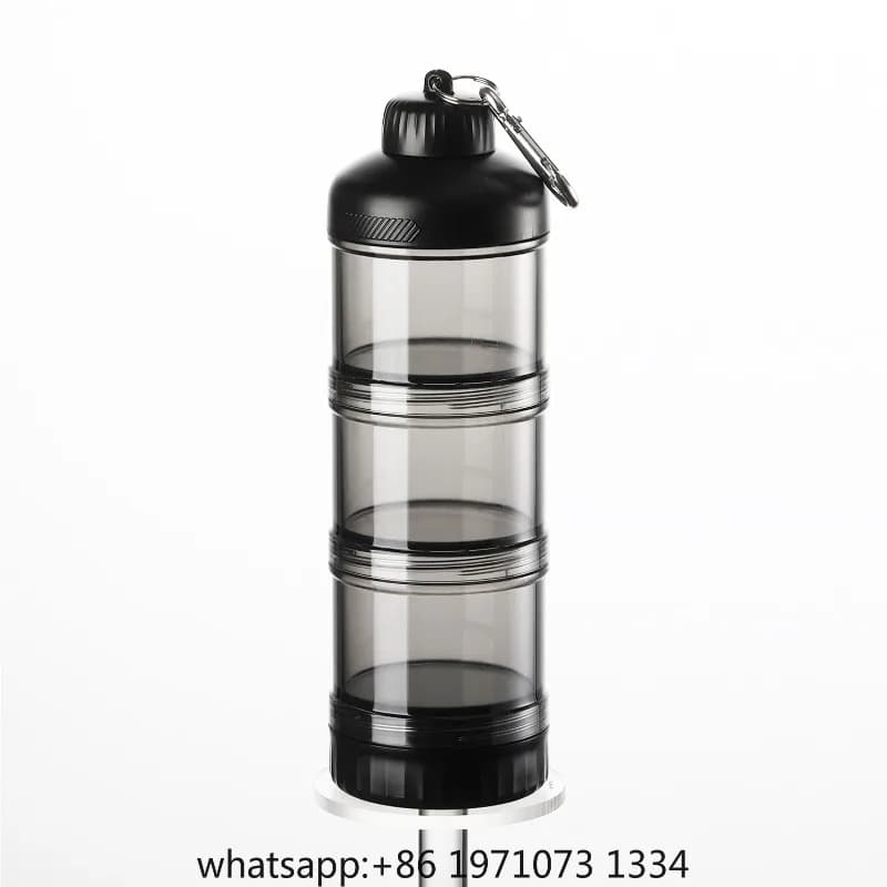 Portable 3-Layer Powder Dispenser Box Food-Grade Milk Formula Container with Funnel for Infant Toddler Gym Protein Snack Storage