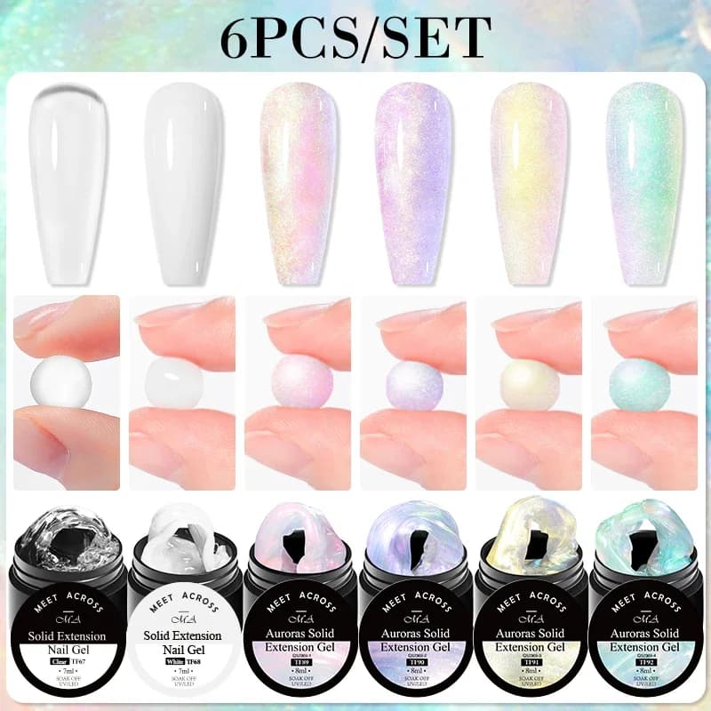 6 pz Aurora Antiaderente Estensione A Mano Gel Smalto Set 3D Modellatura/Scolpire/Scolpire UV/LED Gel da Costruzione Gelatina Lattea Gel Duro