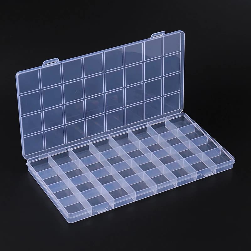 Scatola Organizzatrice Trasparente con 24/32 Scomparti, Contenitori Quadrati in Plastica per Casa, Trucchi, Gioielli e Accessori