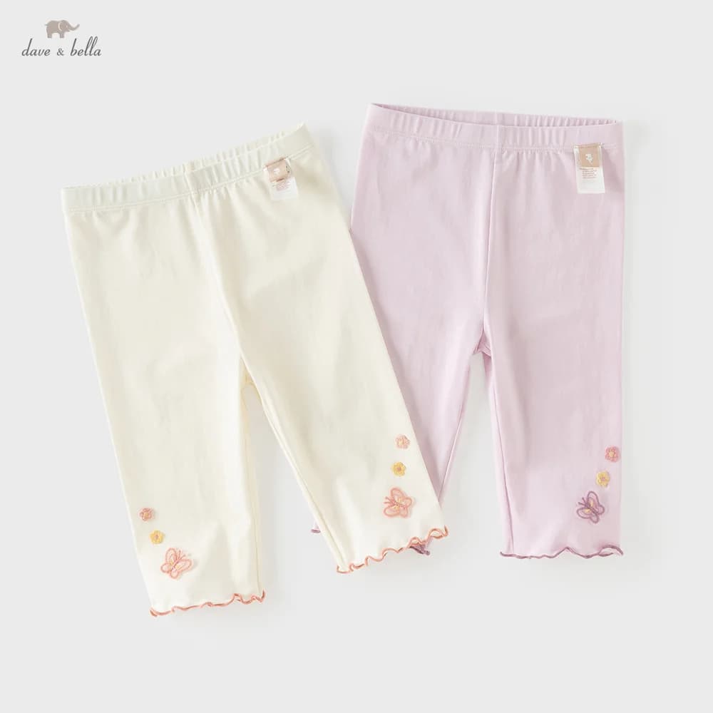 Dave Bella Girls Leggings Elastic Waist Children Summer Clothes Cotton Pant Soft Outdoor Trousers Modal Fashion Casual DB2262449