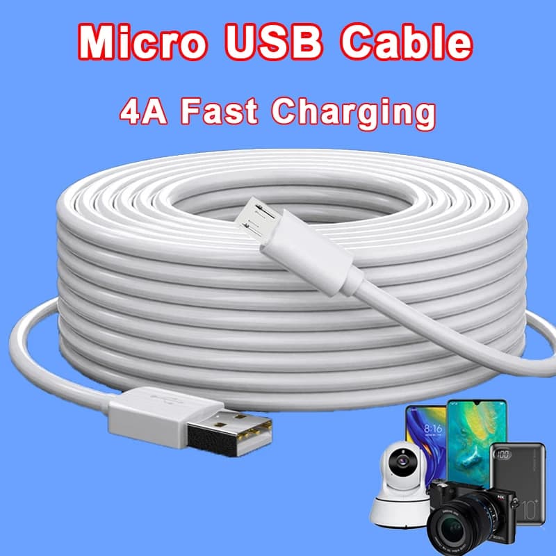 Cavo micro USB super lungo per Xiaomi Camera Monitor Telefono cellulare Power Bank Registratore di guida Cavo di ricarica prolunga per proiettore