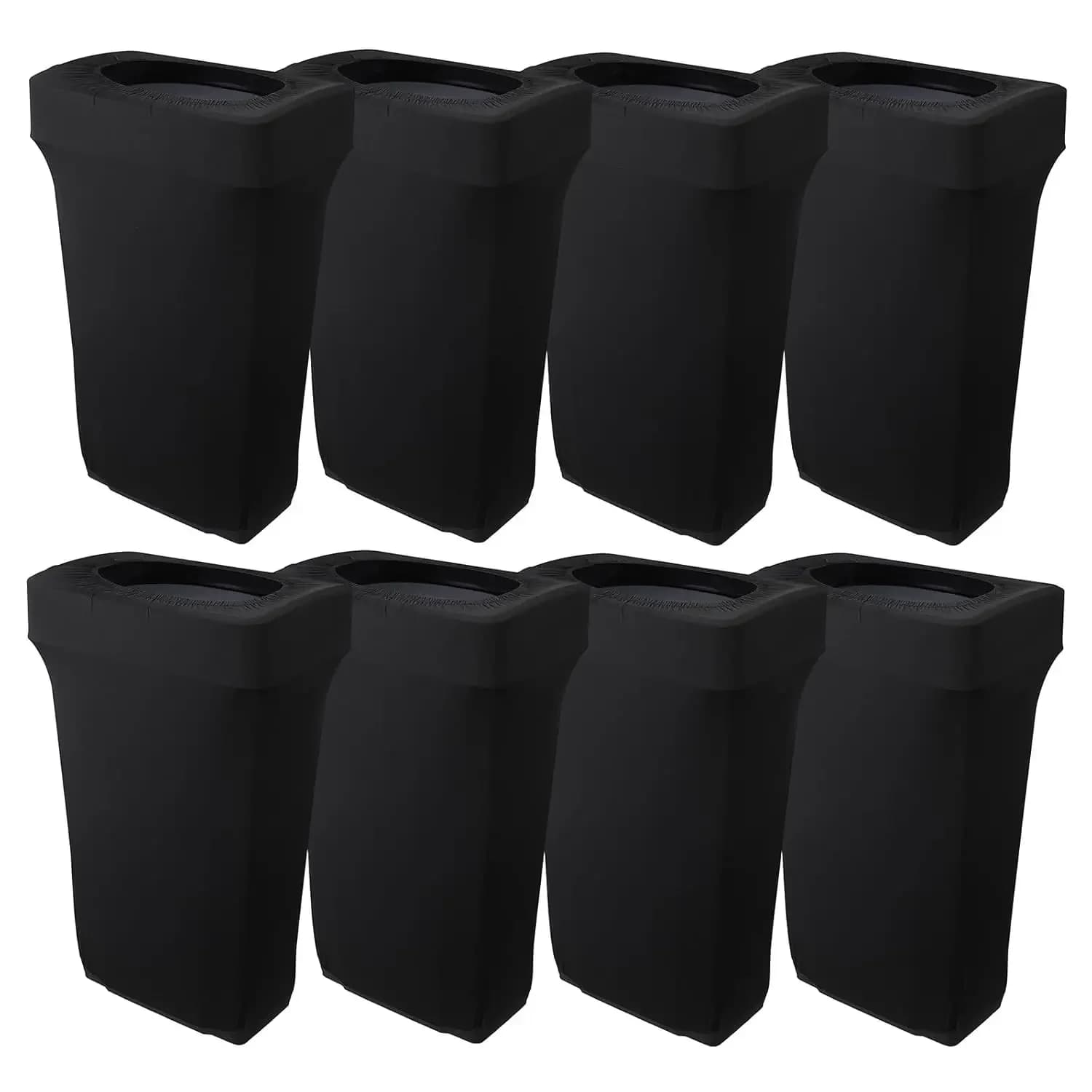 Copertura per bidone della spazzatura in spandex elasticizzato da 23 galloni, confezione da 8 coperture rettangolari per contenitori per rifiuti da esterno, ideali per matrimoni