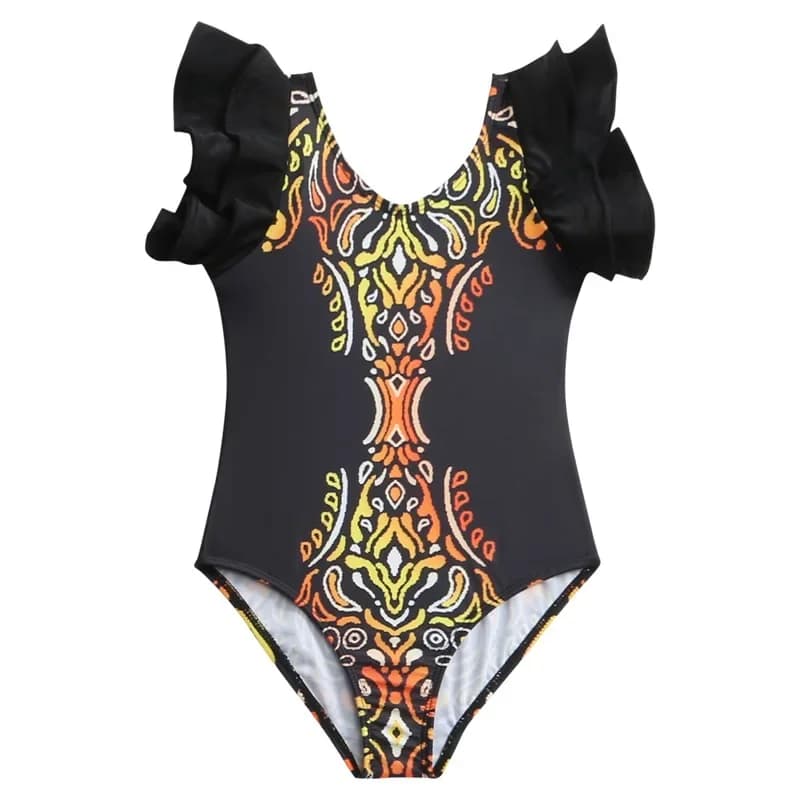 Full Swimsuit for Girls with Volant 5-14 Years Children's Swimwear Children's Swimwear 2026 Print Teenage Swimwear Summer