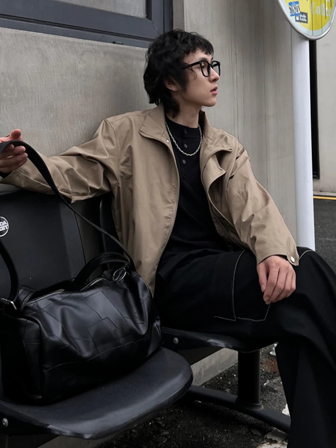 NIIN Dark Street Harajukuins Versatile Commuter Underarm Handbag Men's Retro Underarm Tote Bag for Youth Casual Leisure