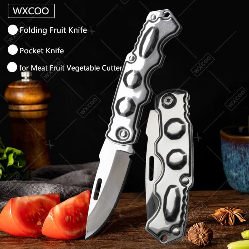 WXCOO Coltello da frutta pieghevole Coltello da cucina affilato Coltelli da sbucciare Mannaia per carne Coltello da frutta in acciaio inossidabile Accessori da cucina