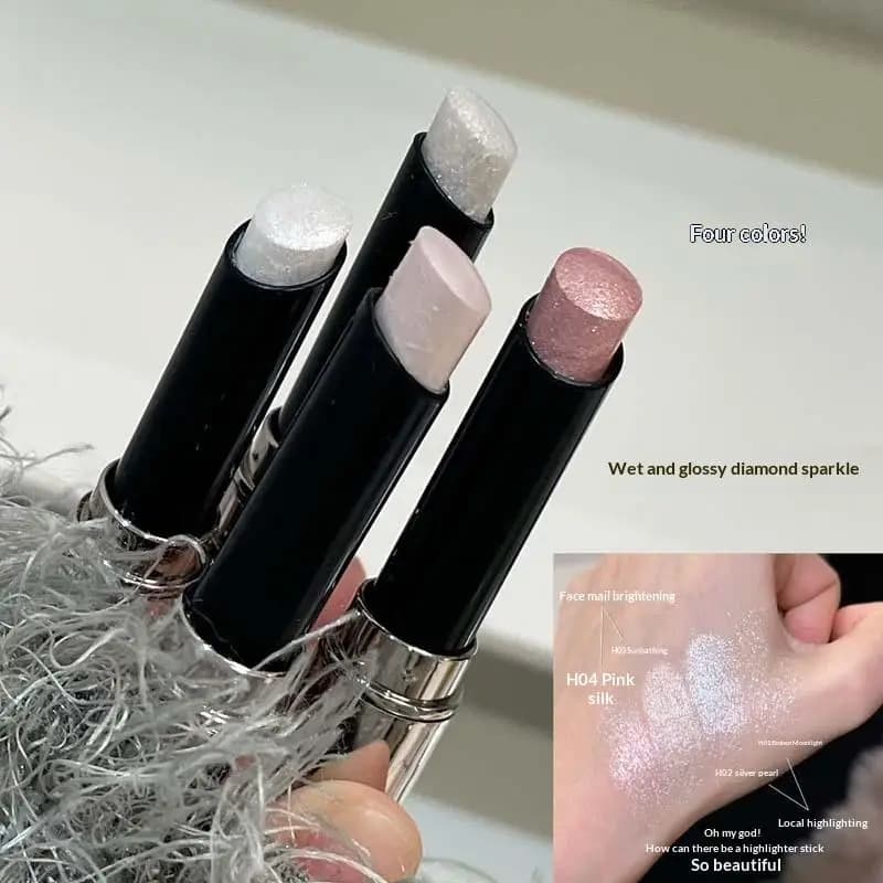 HERORANGE Evidenziatore luccicante Stick Glitter naturali Evidenzia ombretto bianco Matita Ombreggiatura viso illuminante