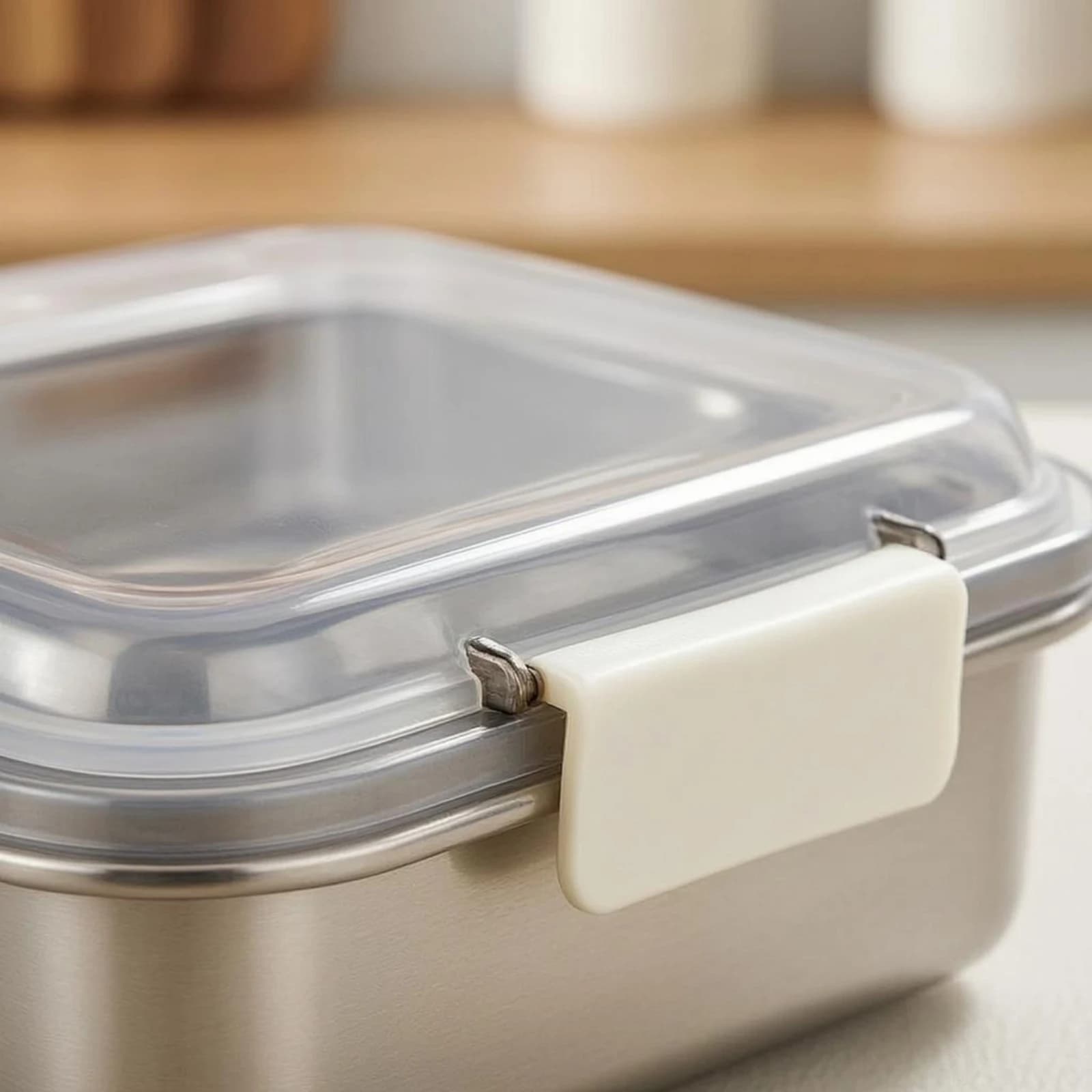 Contenitore per alimenti in acciaio inossidabile con coperchio trasparente Contenitore per alimenti in acciaio inossidabile a tenuta stagna impilabile per viaggi