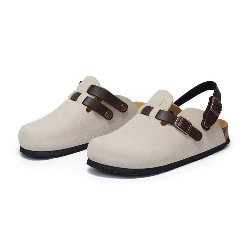 Pantofole in sughero da donna Moda Baotou Semi rimorchio Estate Fondo piatto Antiscivolo Punta tonda Mary Jane Scarpe Donna Uomo Sandali Scarpe