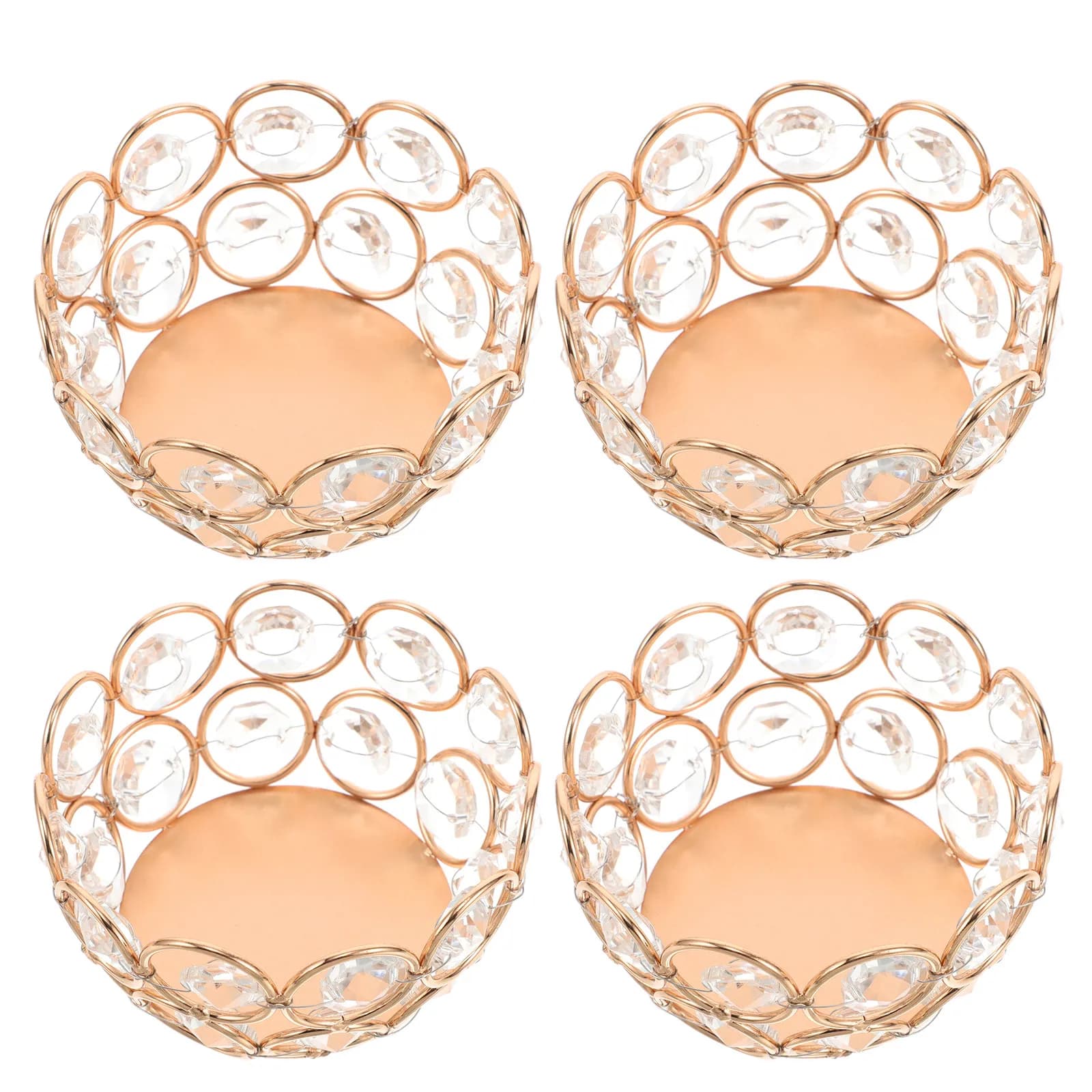 4Pcs Decorative Crystal Tea Light Holders Elegant Hollow Pattern Wedding Centerpieces Table Decorations Romantic Holder