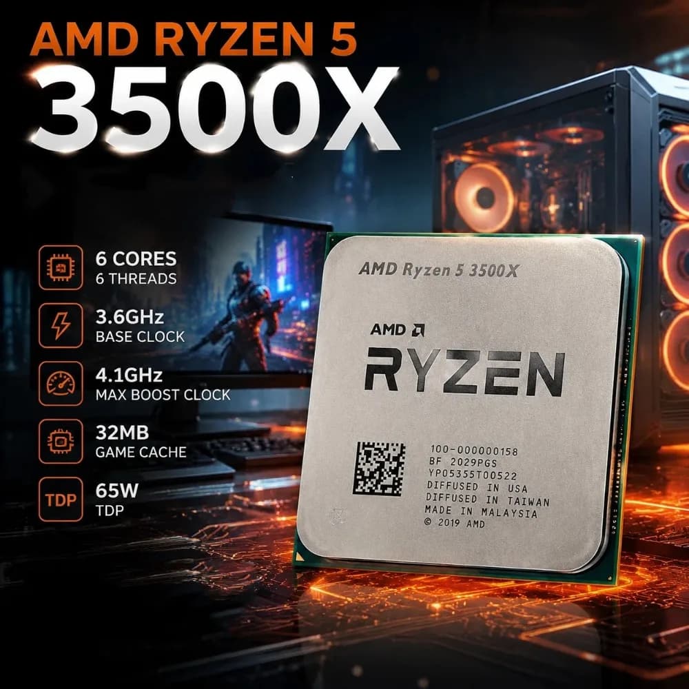 AMD Ryzen 5 3500X R5 3500X Desktop CPU 3.6GHz 6 Core 6 Thread 7nm 65W TDP Socket AM4 Processor No Integrated Graphics