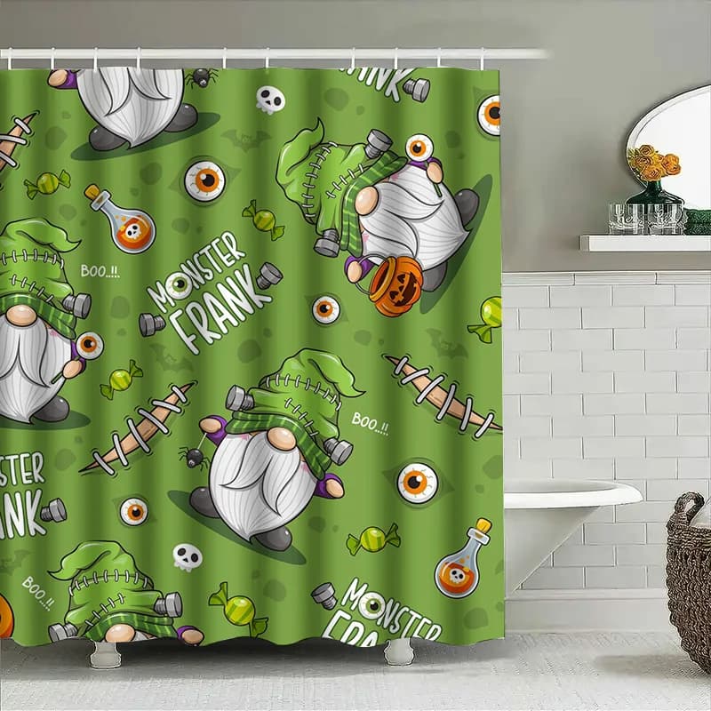 Tuniu Simpatico mostro di Halloween Tenda da doccia Fantasmi divertenti Zucche Decorazione spettrale per bagno Bambini Ragazzi Ragazze