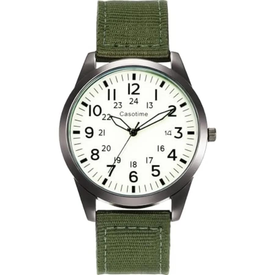 Orologio Tattico Militare da Uomo - Quarzo Analogico Testato sul Campo con Quadrante Luminoso, Resistente all'Acqua 30M, Cinturino in Nylon e Lancetta dei Secondi