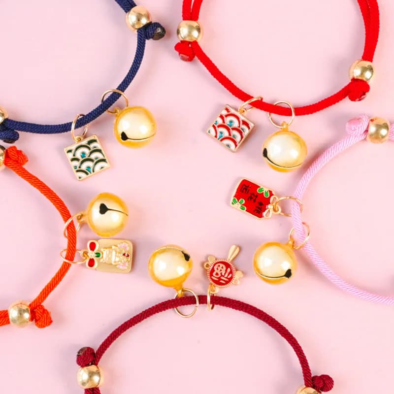 Collana per gatti domestici Cane Tessitura colorata Campana carina Gattino regolabile Gioielli Cerchio Imbracatura per gatti Accessori per cuccioli