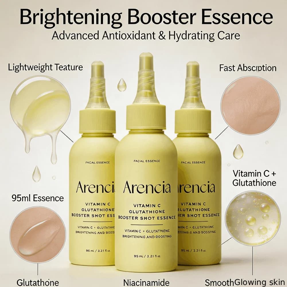 Arencia Vitamin C Glutathione Booster Essence Brightening Serum Fades Dark Spots Evens Tone Hydrating Antioxidant Facial Skincar