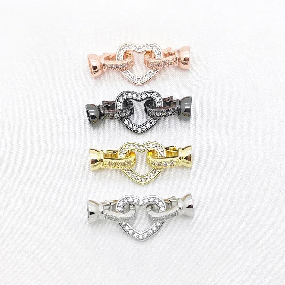 Connettore da 2 pezzi per collane fai da te bracciale che produce catene in argento dorato cuore rotondo fantastici accessori per gioielli all'ingrosso