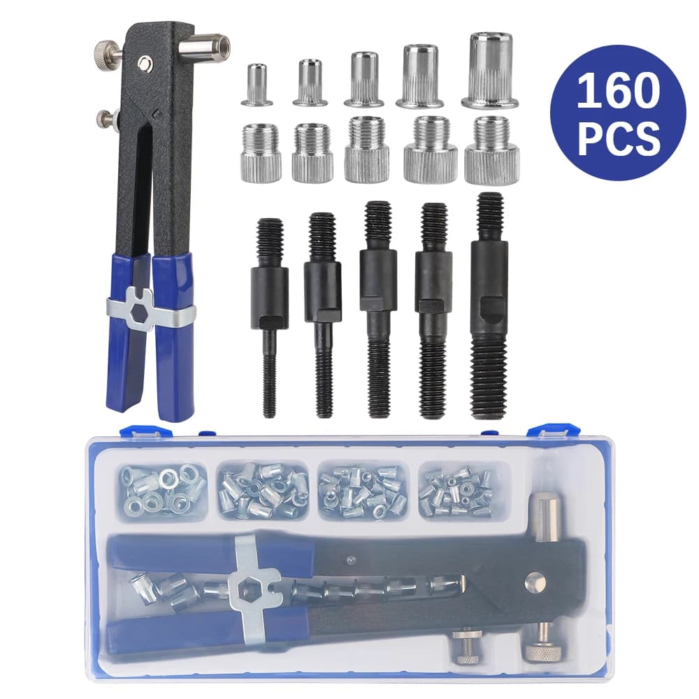 Hand Tools Kit Portable M3/M4/M5/M6/M8 Manual Nut Pulling Gun Set 160Pcs/Set Bolt Nut Removal Socket Tool Car Tool Repair Kit