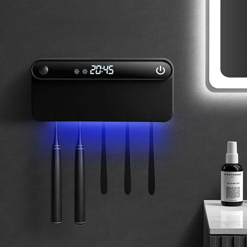 Smart UV Portaspazzolino Sterilizzatore Dentifricio Spremiagrumi Dispenser Display a LED Timming Disinfezione Set di accessori per il bagno