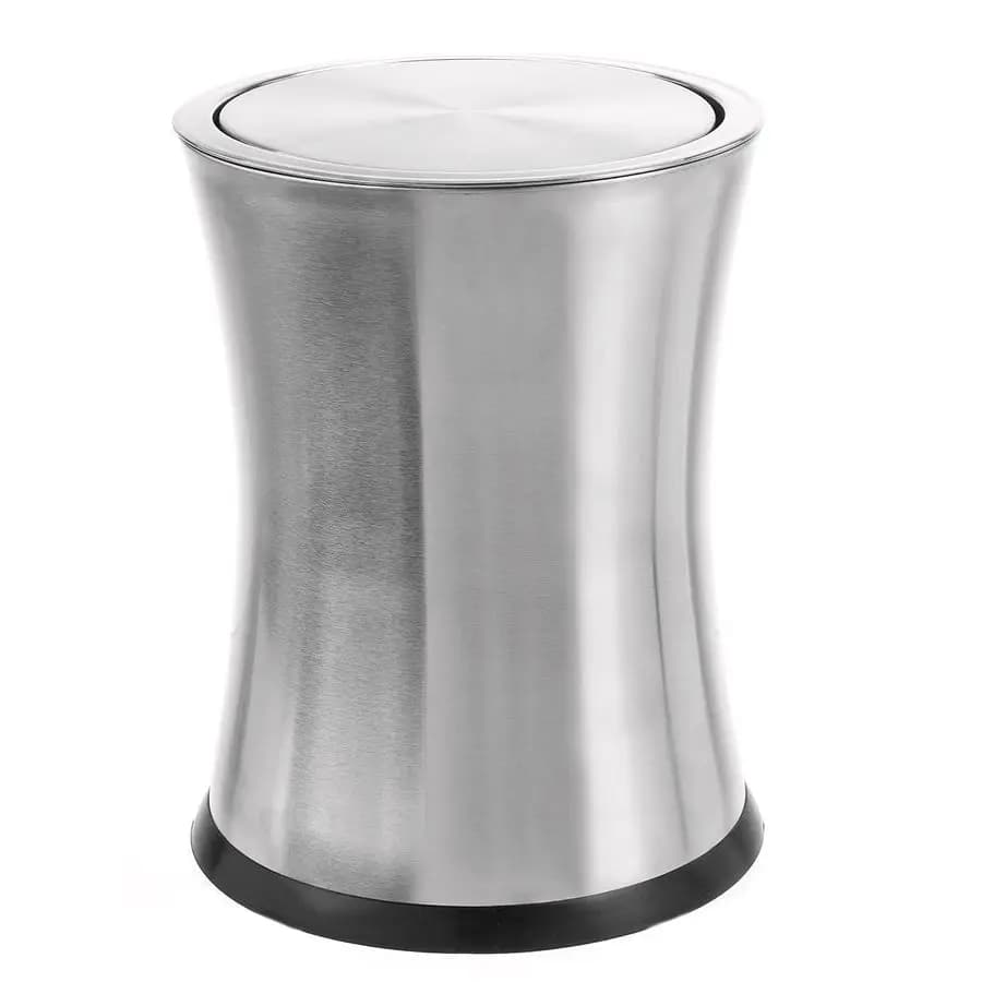 Pattumiera girevole piccola, cestino per rifiuti dal design accattivante CenterInset in acciaio inossidabile, decorazioni per la casa moderne, forma rotonda argento