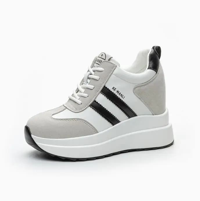 10CM 2024 New platform wedge sneakers robust shoes in real leather for women summer shoes spring autumn walking shoes fashion