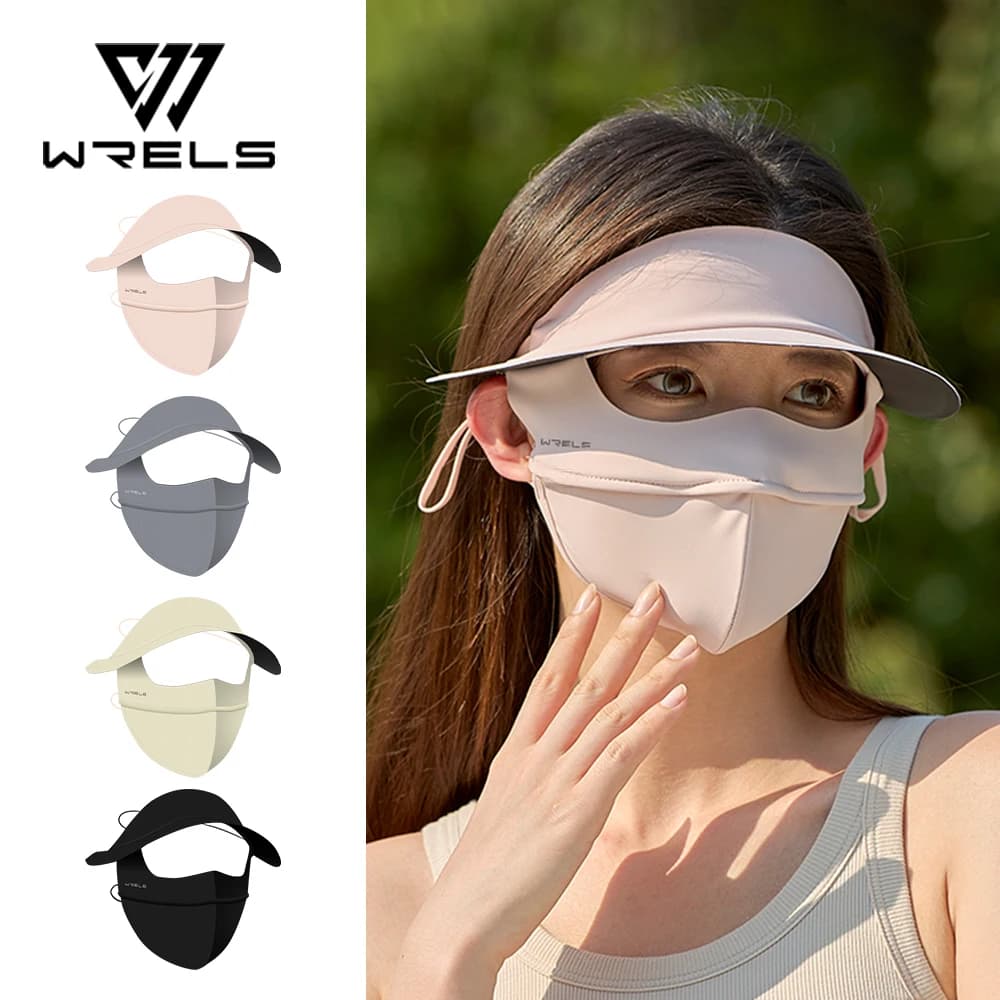 WRELS Maschera estiva per protezione solare, protezione UV, copertura per il viso, riutilizzabile, traspirante, UPF 50+, maschera estiva per protezione degli occhi, per donna