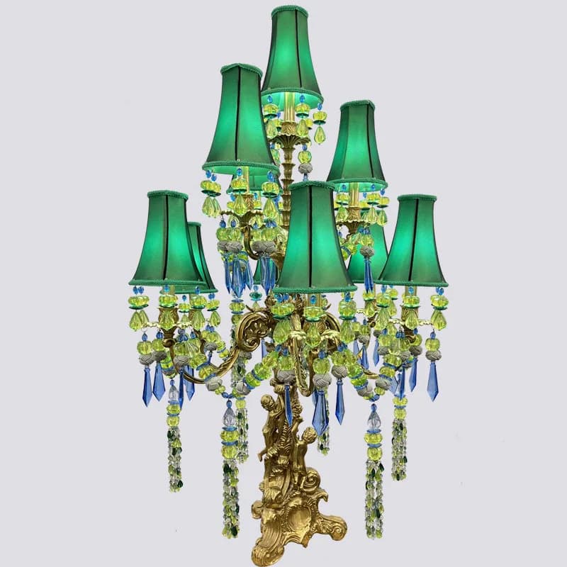 Lampada da scrivania francese con angelo in rame pieno, camera da letto per studio d'arte vintage