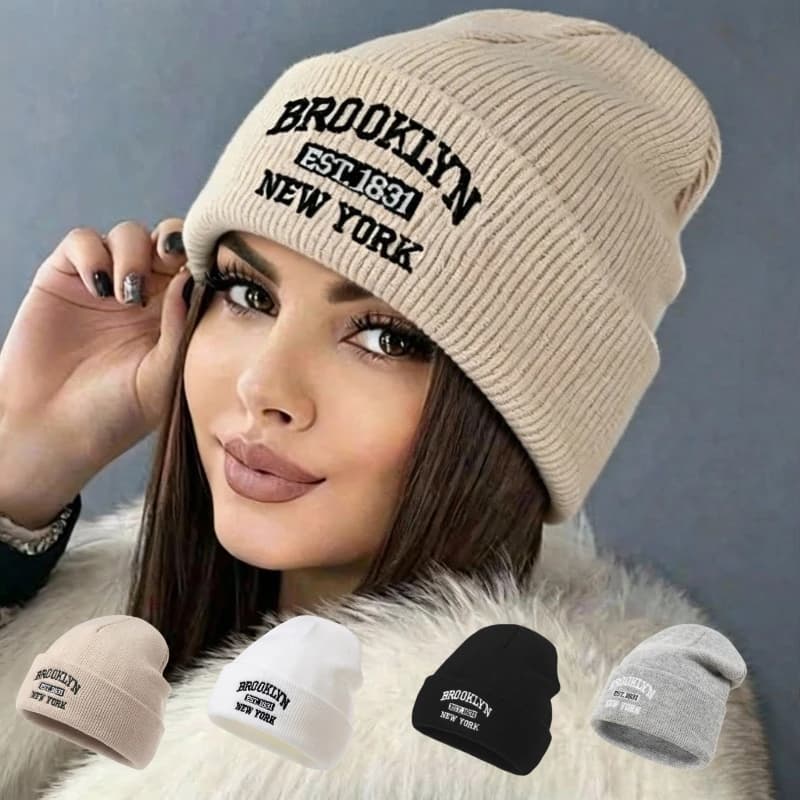 Cappello a cuffia lavorato a maglia a doppio strato caldo invernale da 1 pezzo, berretti con teschio tinta unita unisex antivento per esterni, adatto per le vacanze, da indossare ogni giorno