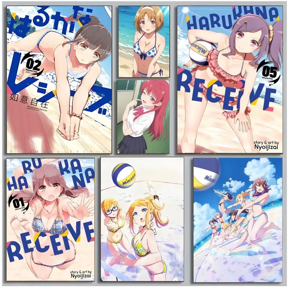 sports volleyball anime H-Harukana Receive Poster Modern Wall Art Bedroom Living Room Print Unframed