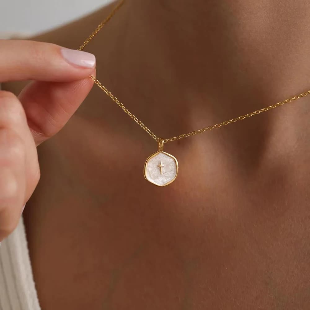 Squisita piccola collana con ciondolo a croce, collana con ciondolo a croce minimalista quotidiano, gioielli religiosi minimalisti