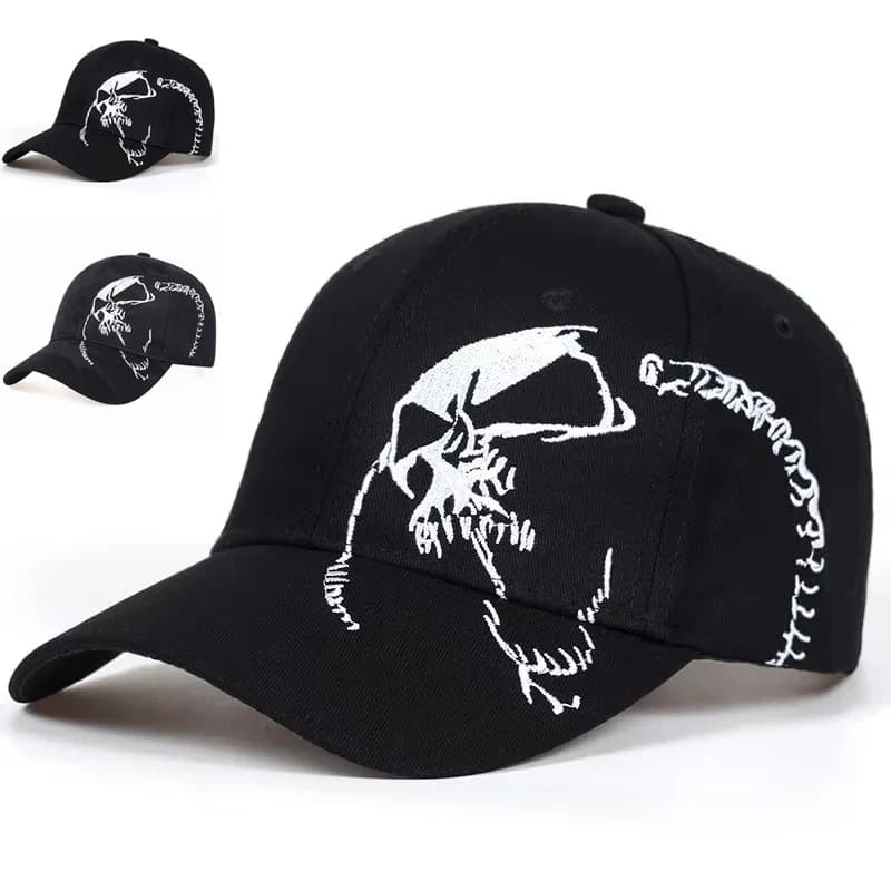 Unisex Baseball Hats with Skeleton Embroidery, Adjustable for Spring and Autumn, Sun Protective Casual Hat