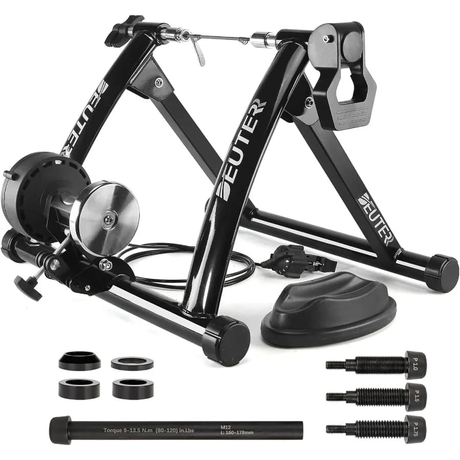 Supporto stazionario per bicicletta magnetico per bici da allenamento per esercizi indoor, compatibile con ruote 26-29 e 700C, include rapidamente