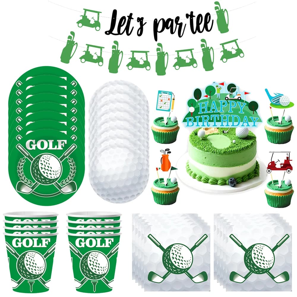Golf Party Disposable Tableware Supplies Sport Theme Birthday Party Decor Golf Ball Adult Party Decorations Supplies