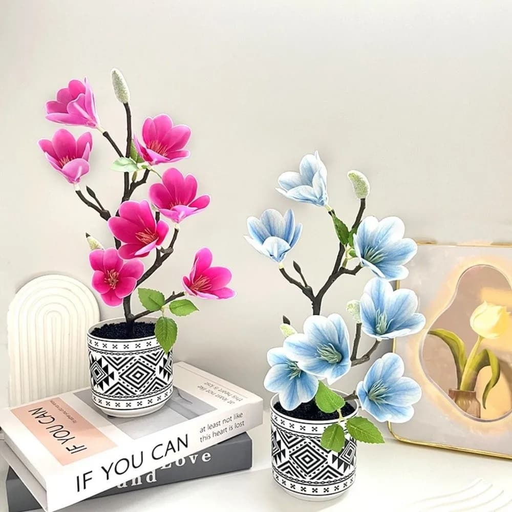 New Multi-Bloom Simulated Magnolia DIY Flower Pot Artificial Faux Plants Faux Flowers Plastic Fake Flower Home Decor