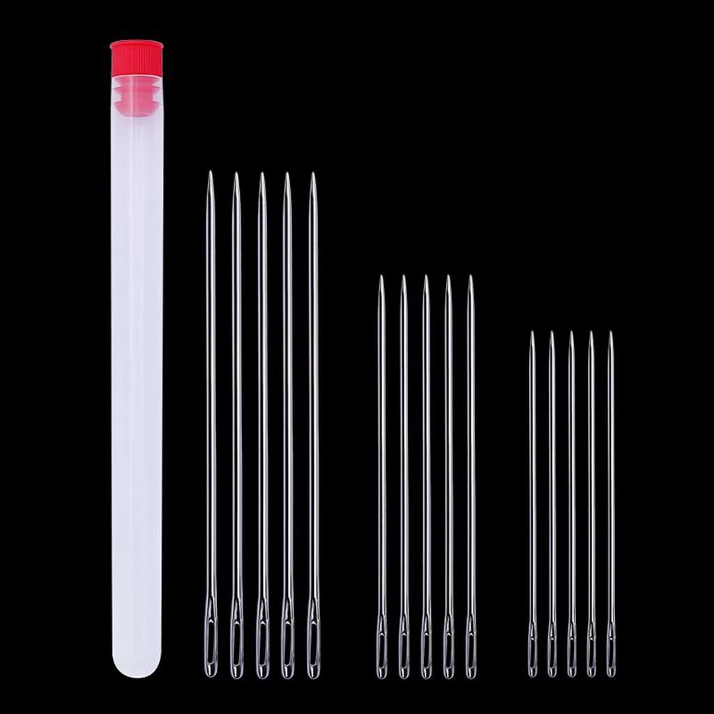 15x occhi grandi extra lunghi per cucire a mano, quilting, darning, 3 misure