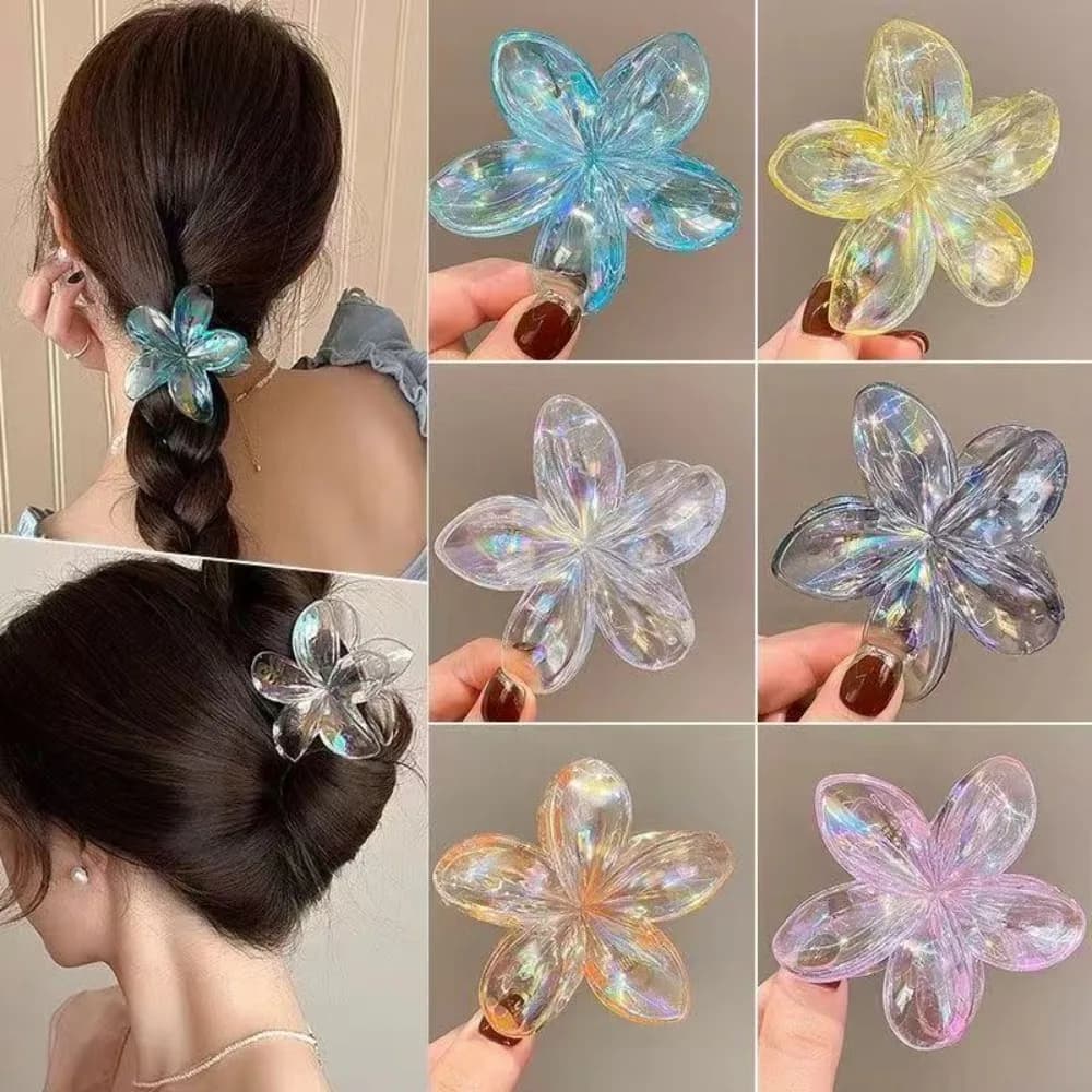 1/2 Pezzi Nuova Molletta per Capelli Grande a Fiore Sfumato in Acrilico per Donna, Fermaglio a Granchio Dolce, Accessori Hawaiani per Capelli